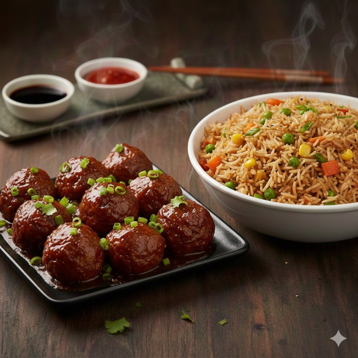 Veg Manchurian and Veg Fried Rice
